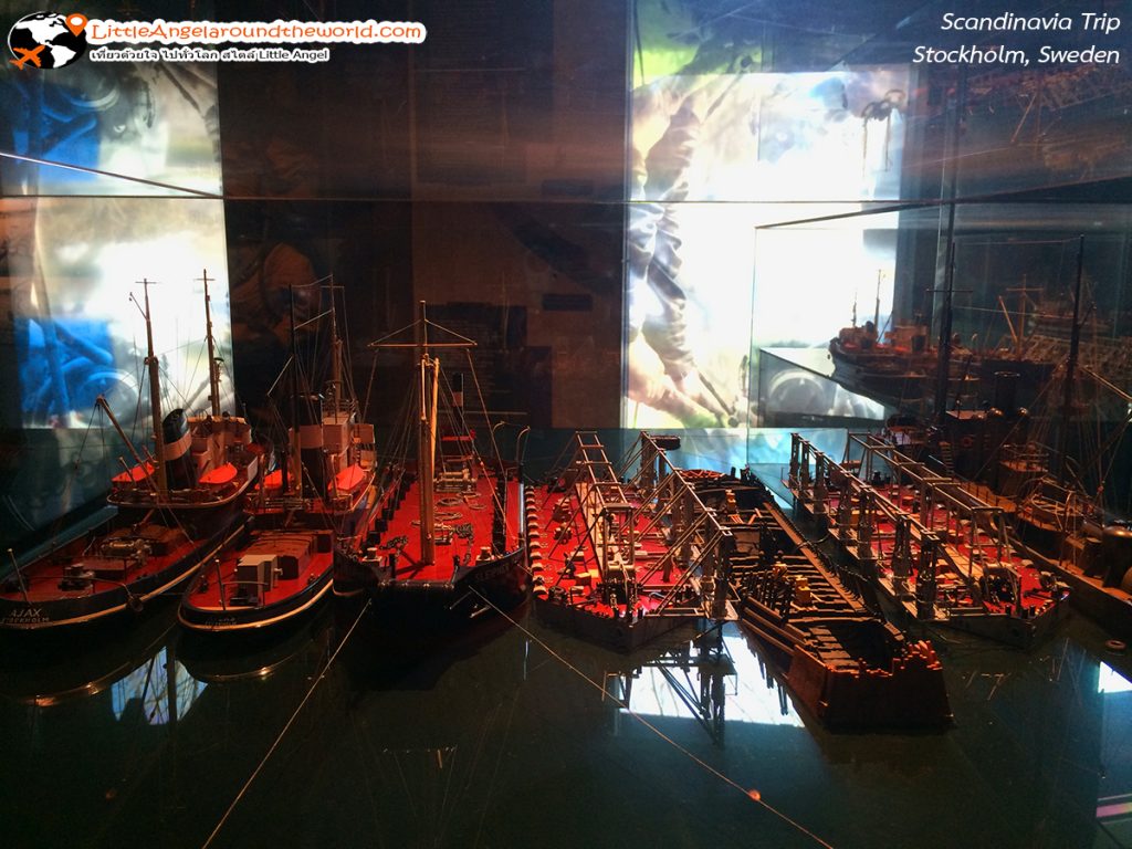 การจำลองวิธีการกู้เรือขึ้นสู่ผืนน้ำ ที่พิพิธภัณฑ์วาซา (Vasa Museum)