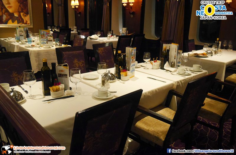 บรรยากาศ Botticelli restaurant บริการ มื้อเย็น a la carte สุดหรู : ทริปล่องเรือสำราญ ญี่ปุ่น-เกาหลี Costa neoRomantica