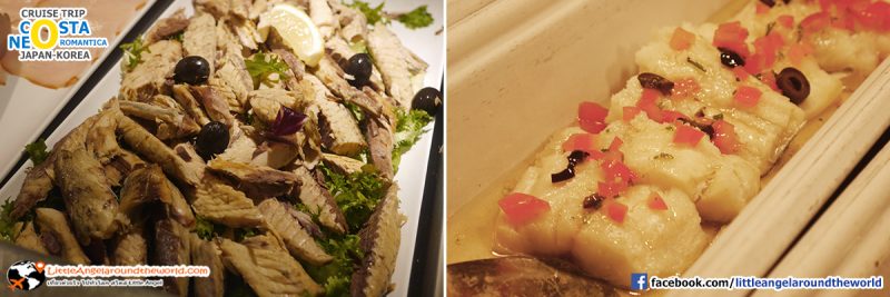 เมนูปลา มื้อค่ำที่ห้องอาหารปุฟเฟ่ต์ชั้น 10 : รีวิวล่องเรือสำราญ : Amanohashidate Maizuru
