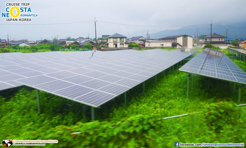 วิวระหว่างทางไป Amanohashidate มี Solar cell ด้วย : รีวิวล่องเรือสำราญ : Amanohashidate Maizuru